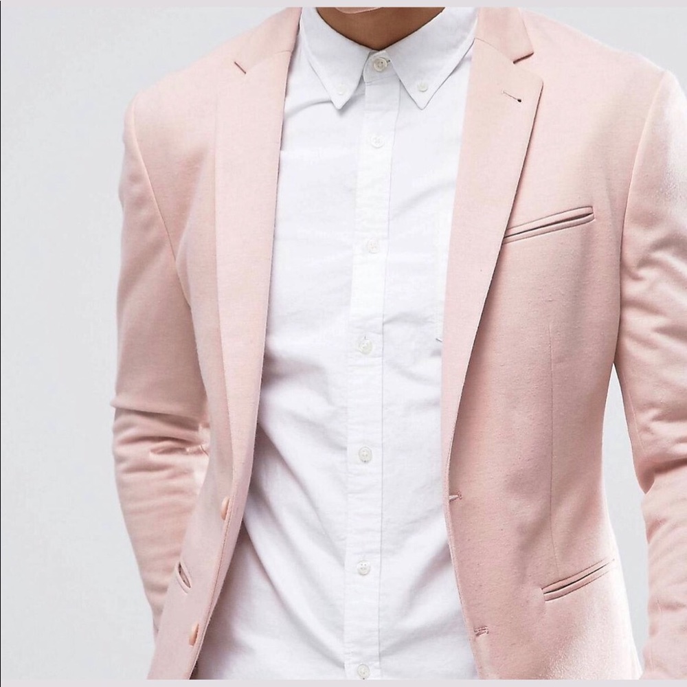 ASOS Skinny Pink Jersey Blazer - Picture 1 of 5